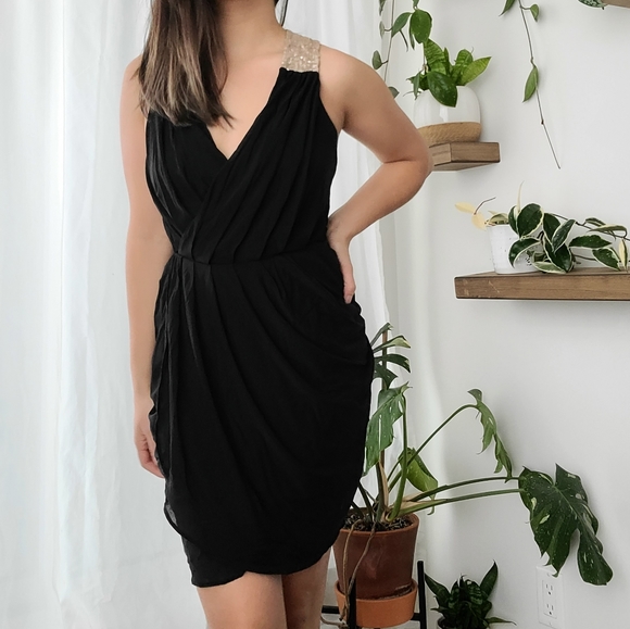 Asos black and sequin strap wrap dress - Picture 3 of 6